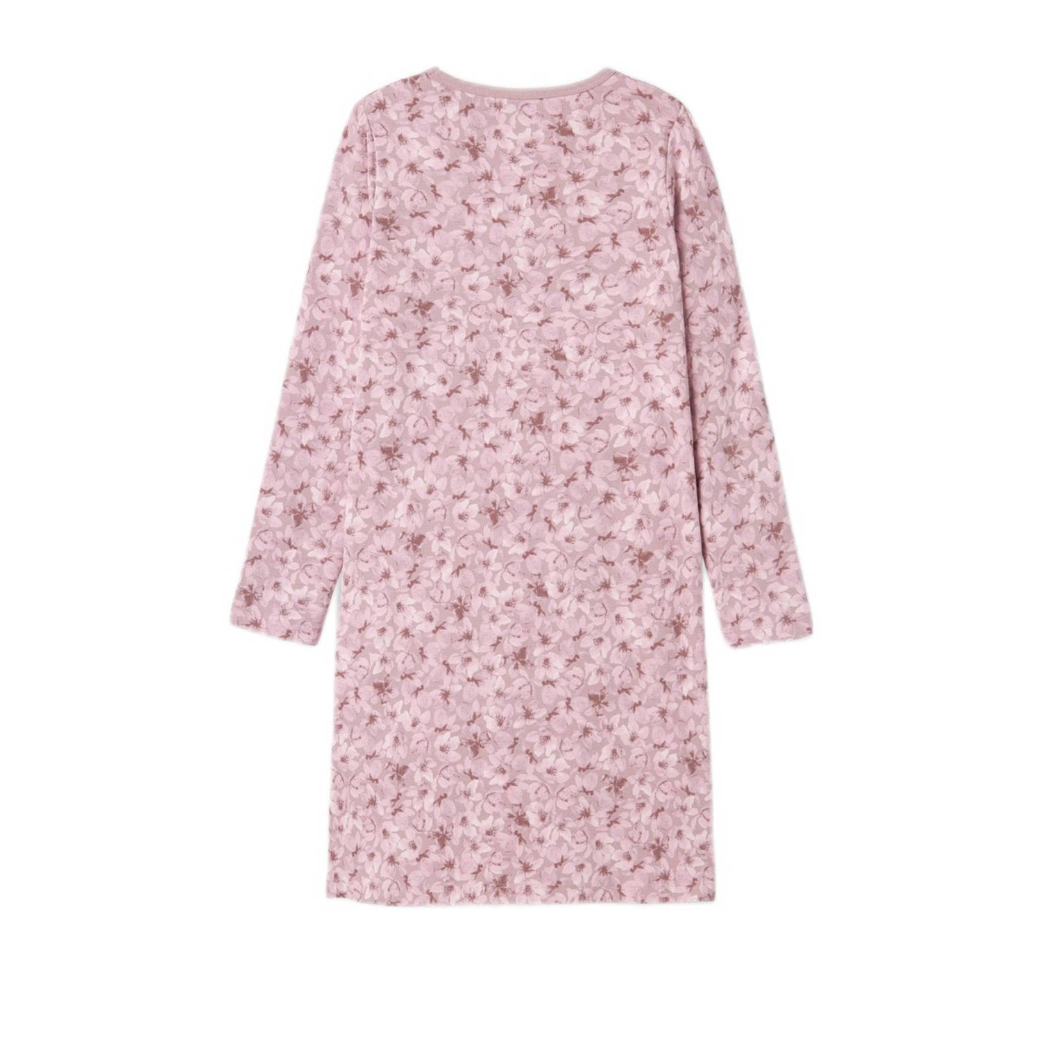 NAME IT KIDS gebloemd nachthemd NKFNIGHTGOWN roze oudroze