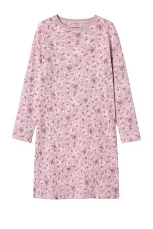 gebloemd nachthemd NKFNIGHTGOWN roze/oudroze