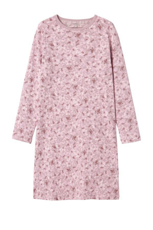 gebloemd nachthemd NKFNIGHTGOWN roze/oudroze