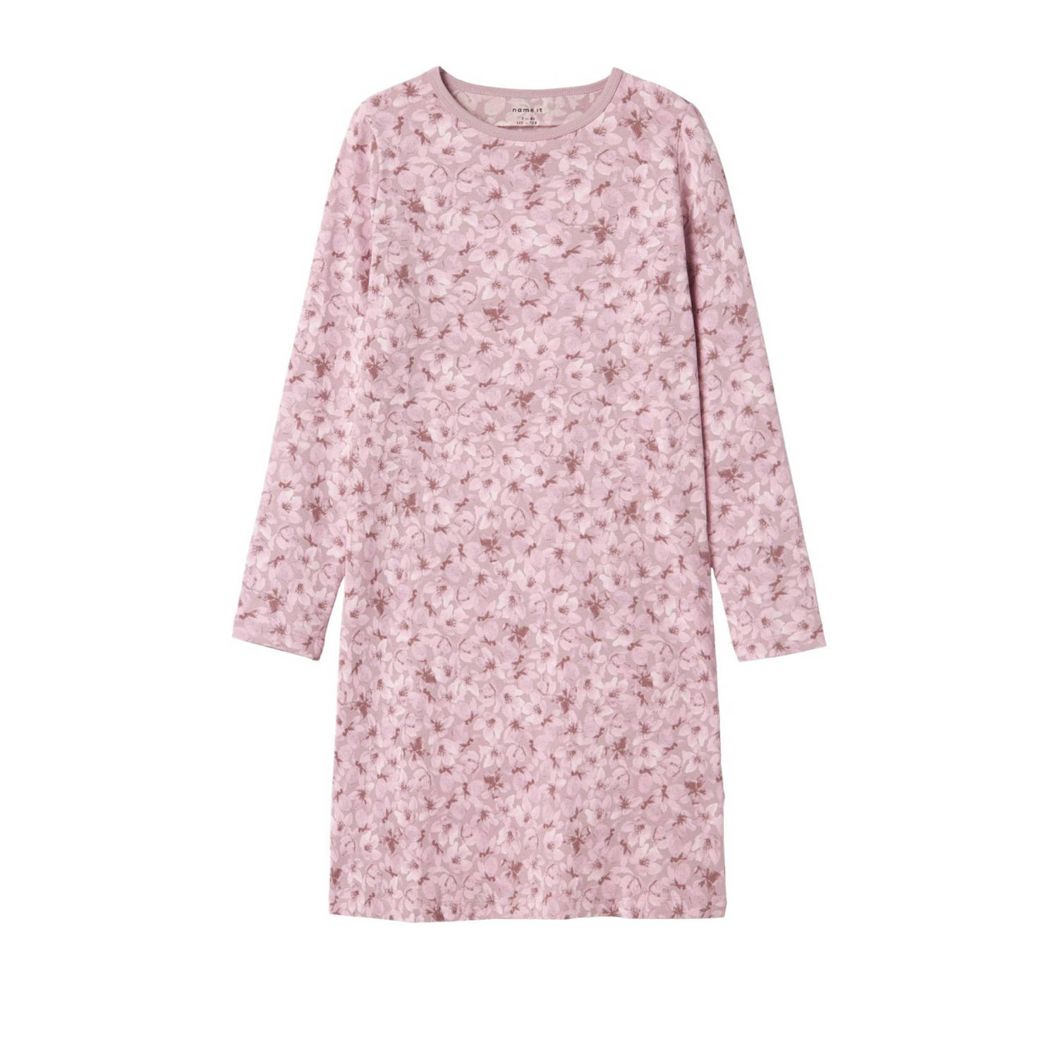 NAME IT KIDS gebloemd nachthemd NKFNIGHTGOWN roze oudroze