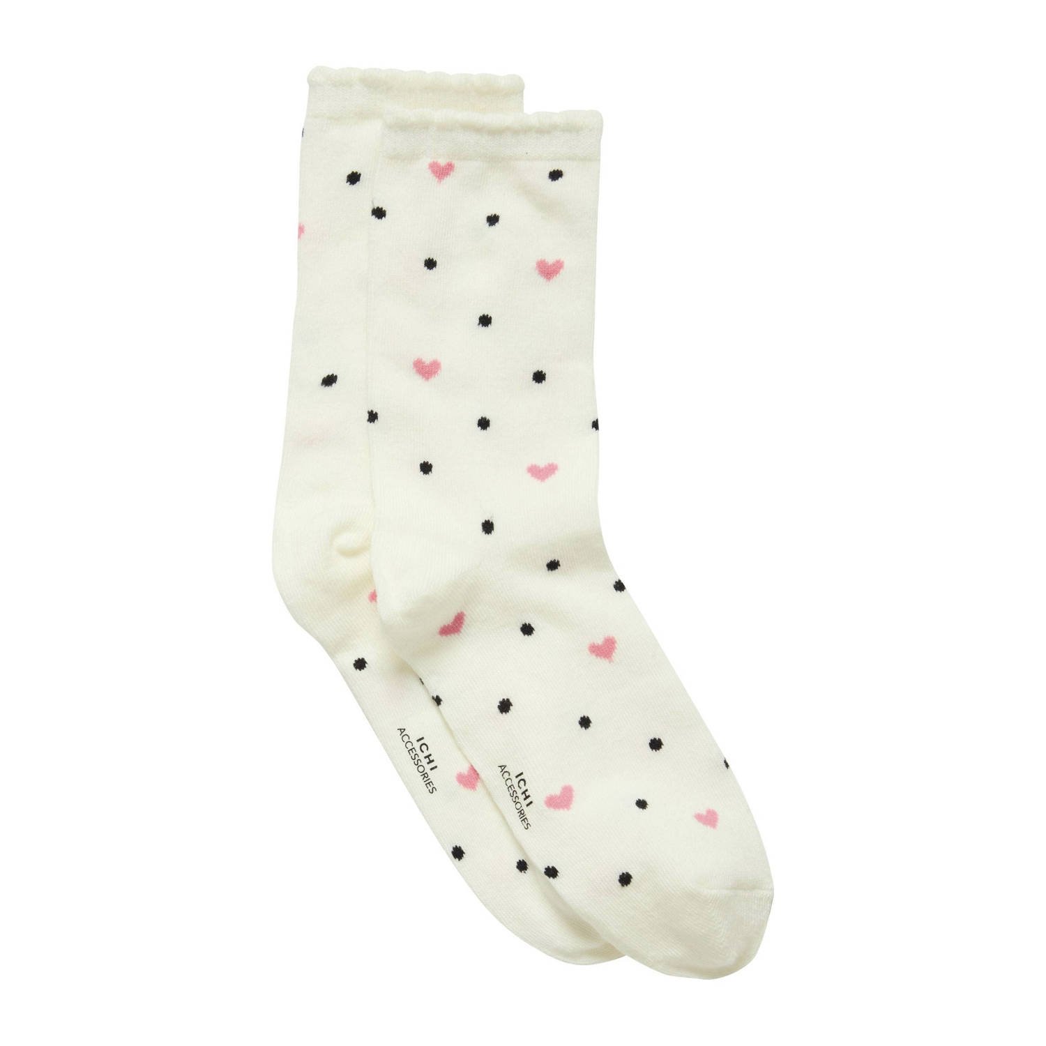 ICHI giftbox sokken met hartjes IALOVE ecru