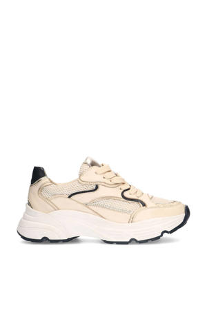   chunky leren sneakers beige