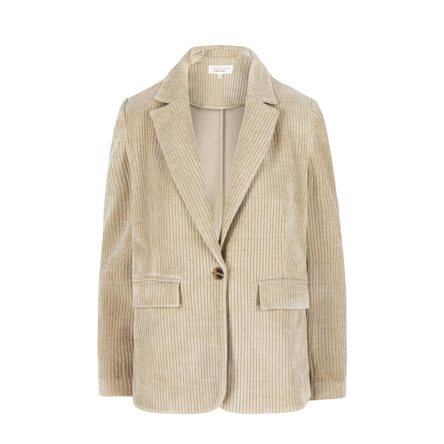 LOLALIZA exclusive corduroy rechtvallende blazer beige