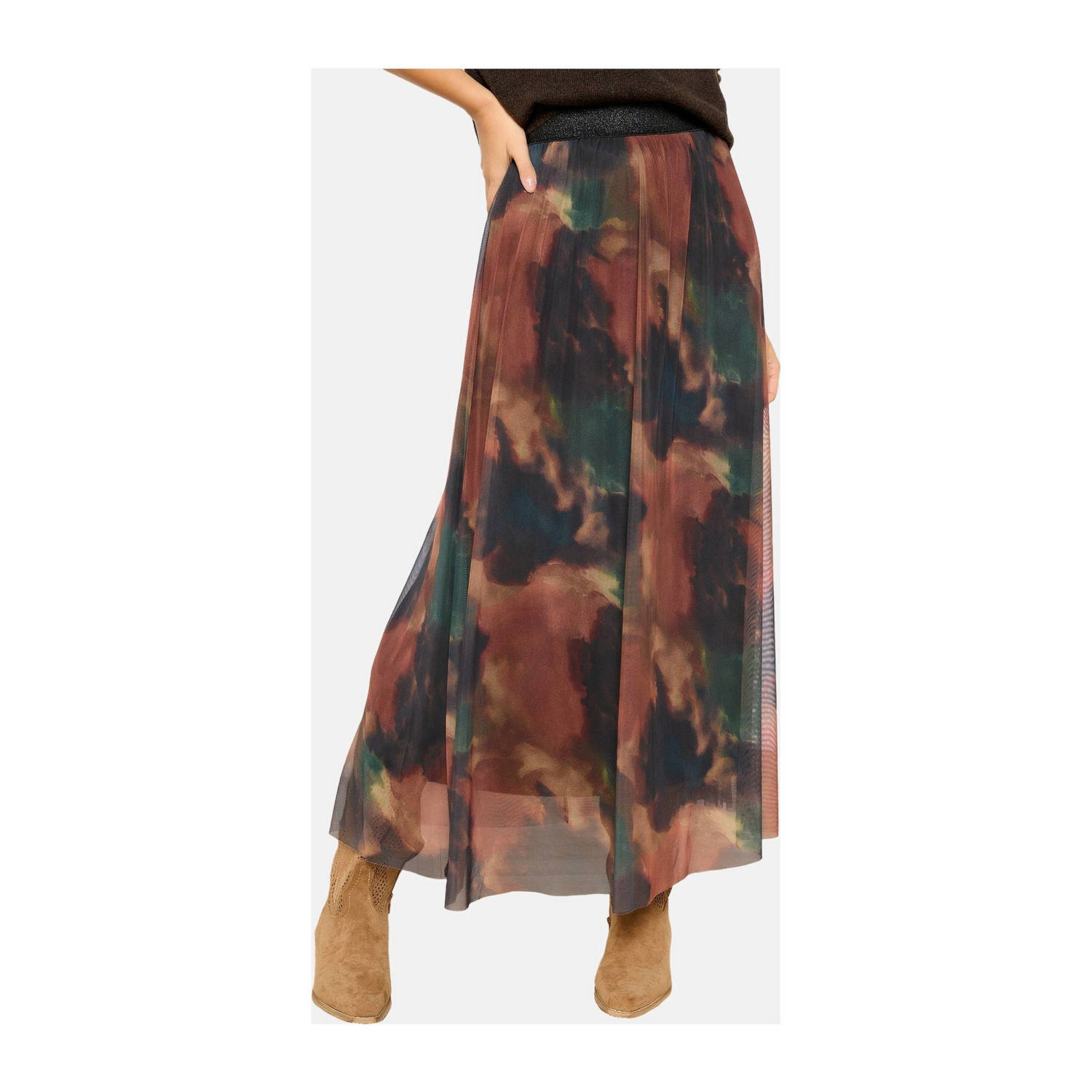 LOLALIZA mesh midi rok camel