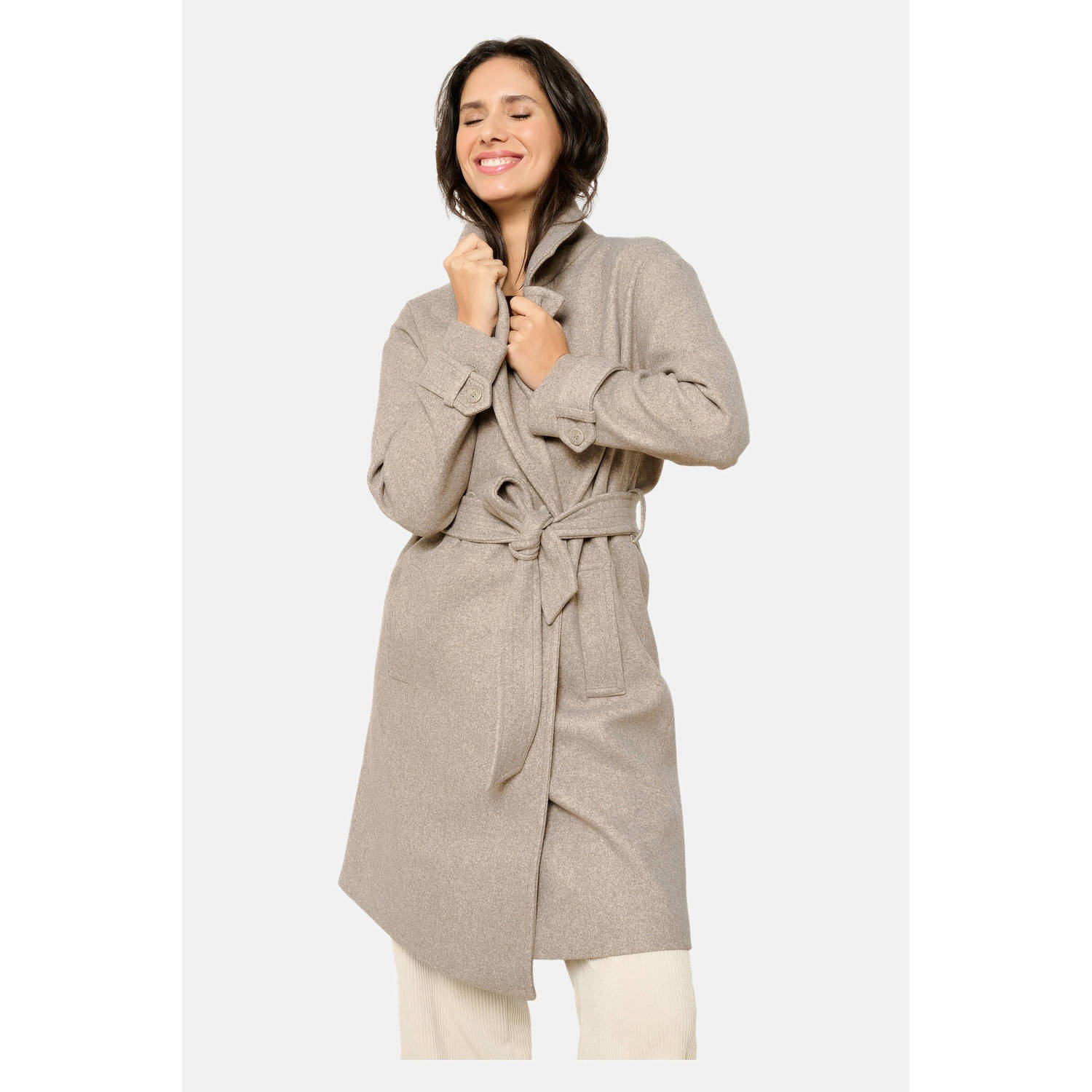 LOLALIZA gemêleerde trenchcoat tussen taupe