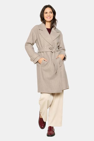 gemêleerde trenchcoat tussen taupe