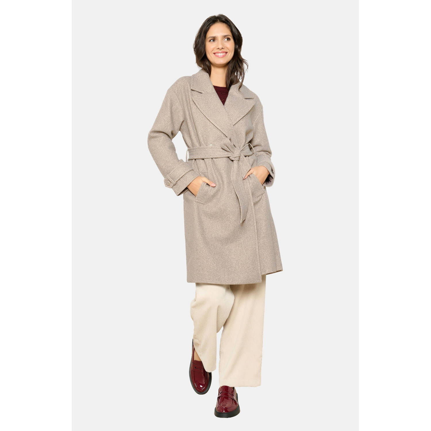 LOLALIZA gemêleerde trenchcoat tussen taupe