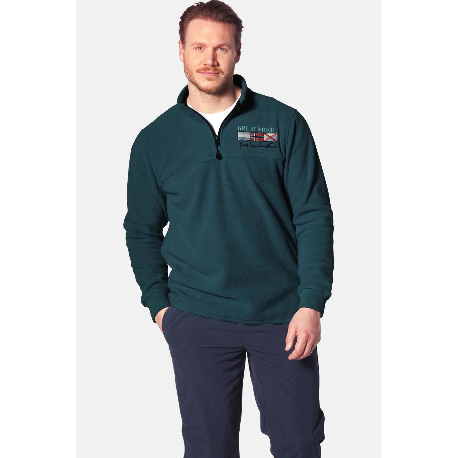 Jan Vanderstorm +FIT Collectie sweater SIETSE Plus Size petrol