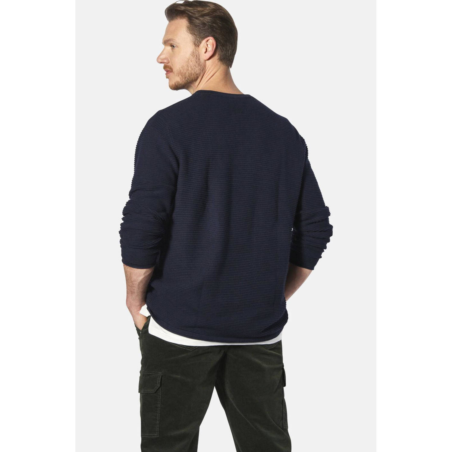 Jan Vanderstorm +FIT Collectie gebreide trui PERRIKVIK donkerblauw