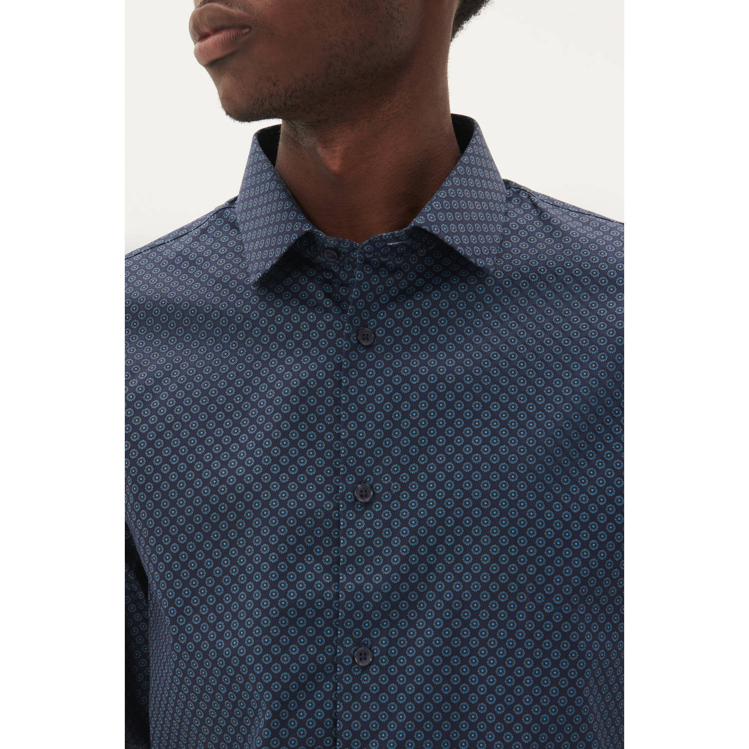 Matinique overhemd MAtrostol met all over print Dark Navy