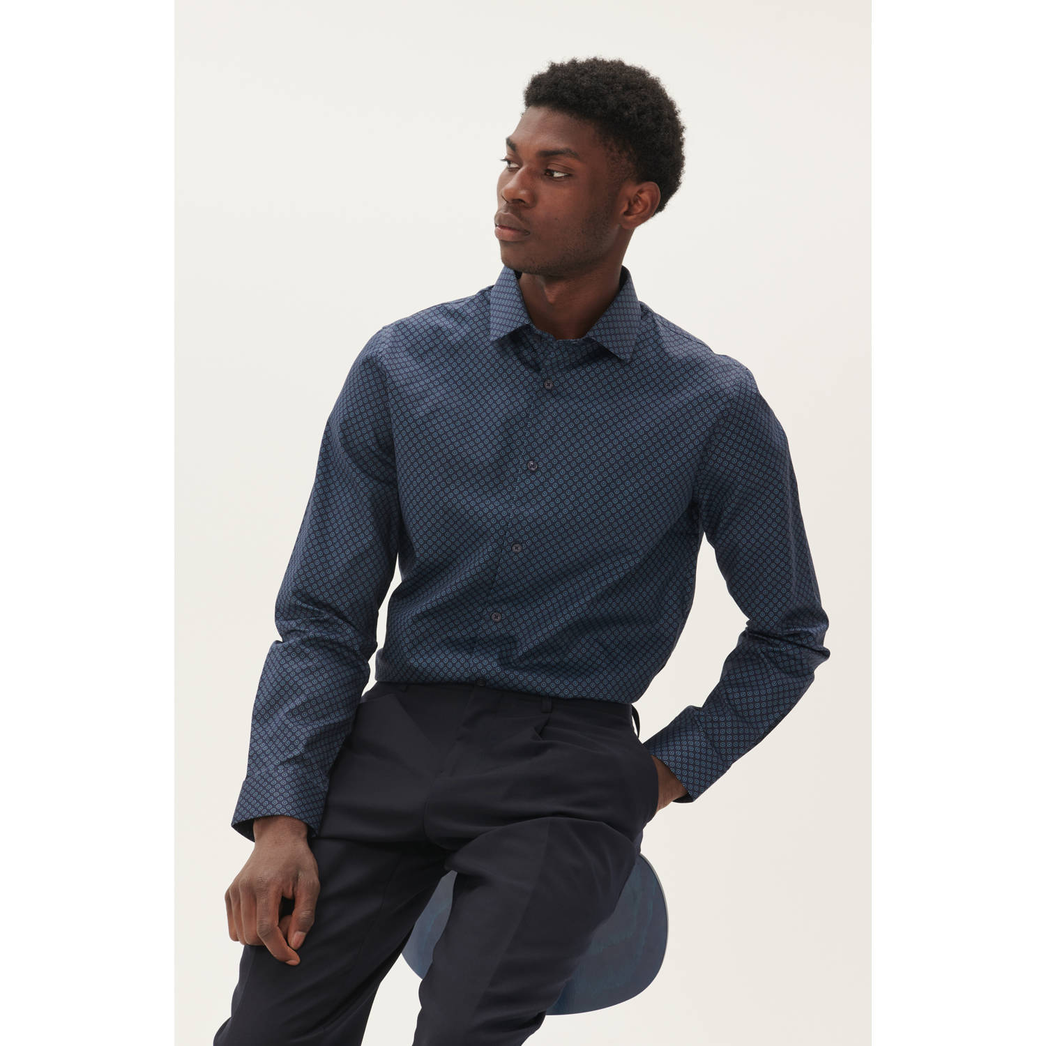 Matinique overhemd MAtrostol met all over print Dark Navy