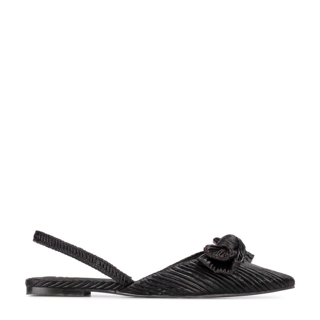 Zwarte dames POSH by Poelman slingback loafers van synthetisch materiaal