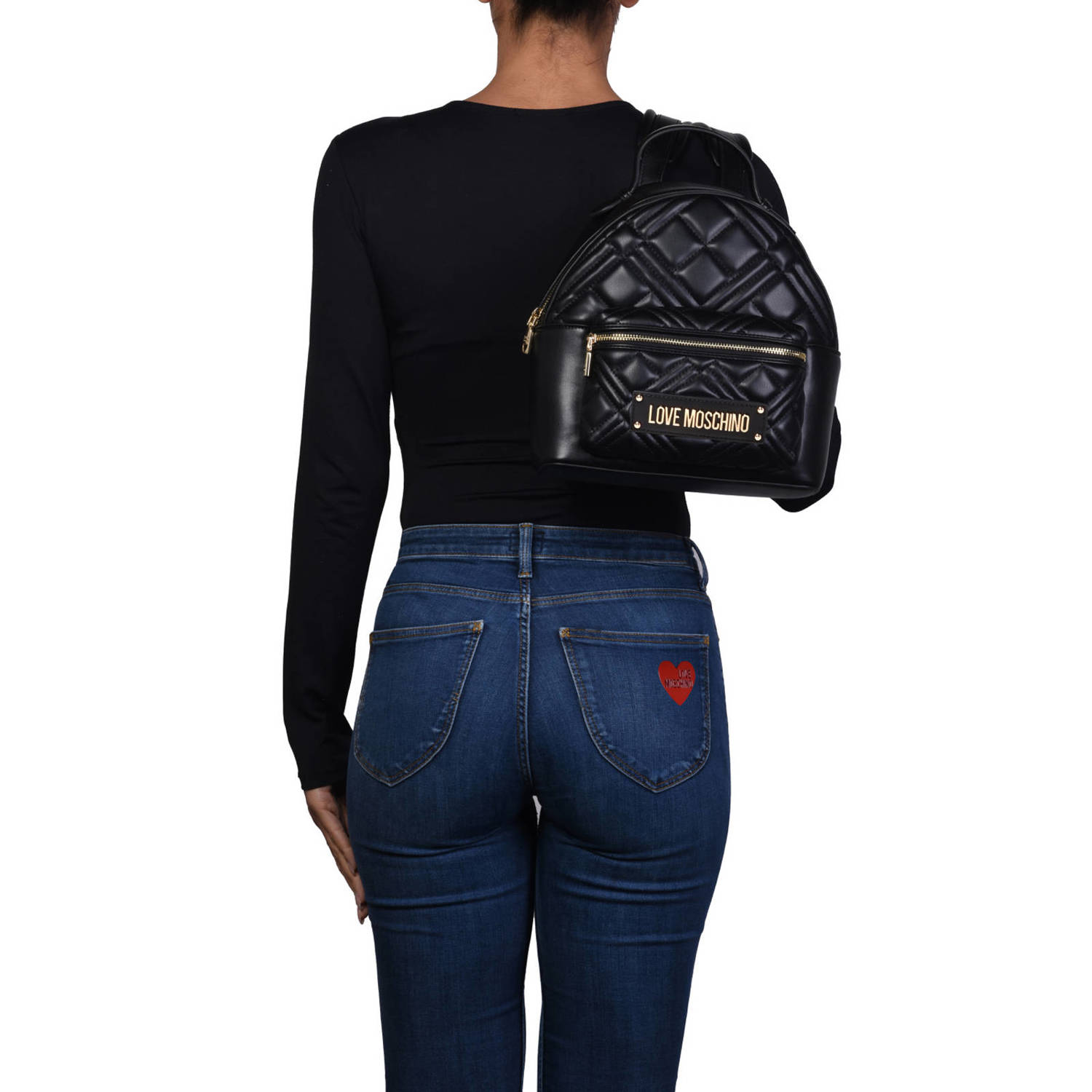 Love Moschino doorgestikte mini rugzak zwart