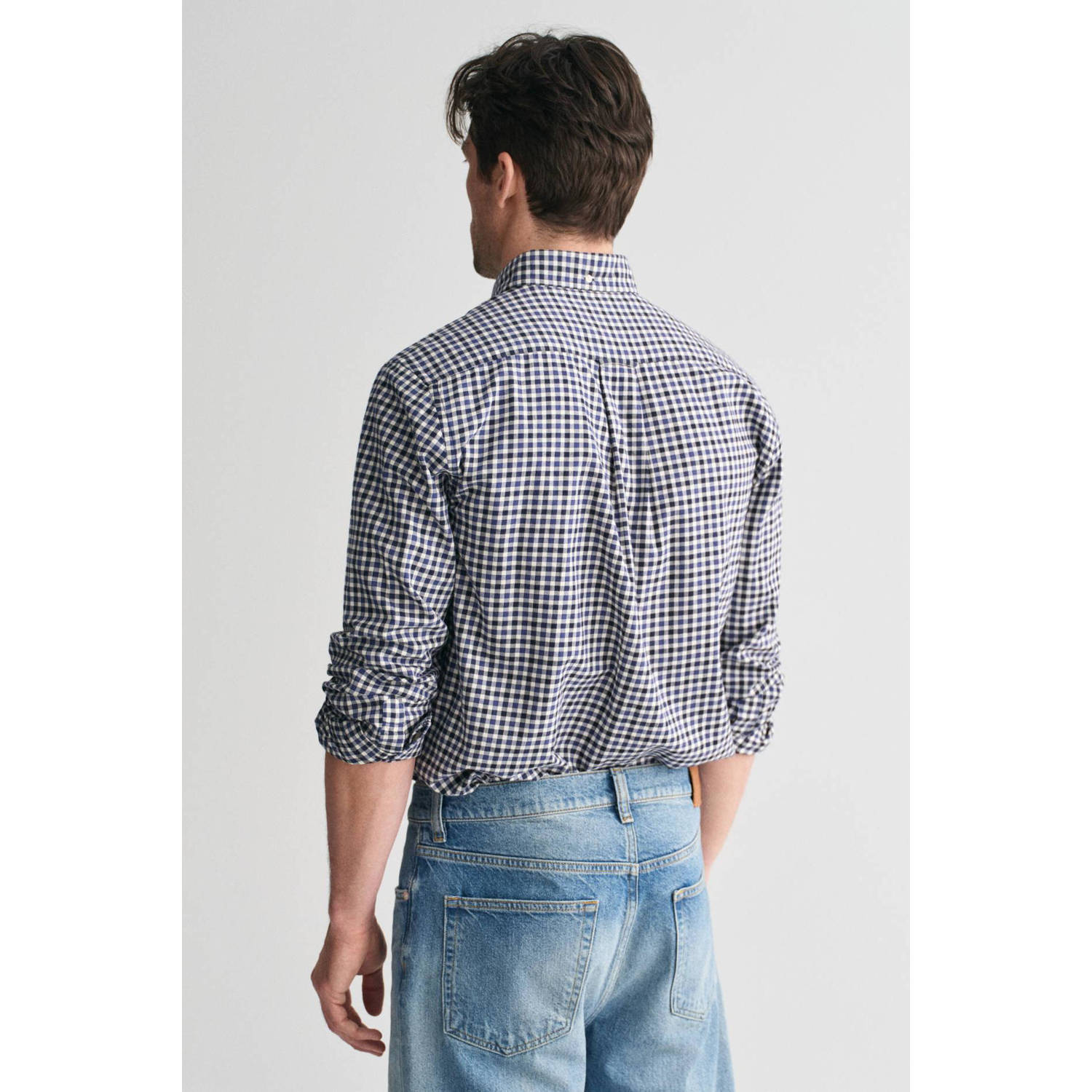 GANT geruit overhemd donkerblauw