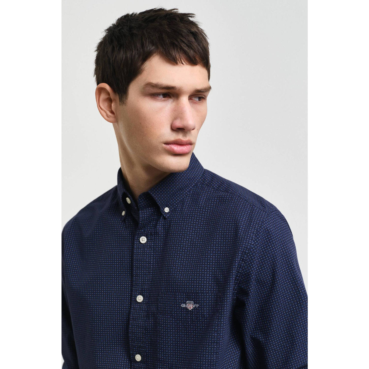 GANT overhemd met all over print donkerblauw