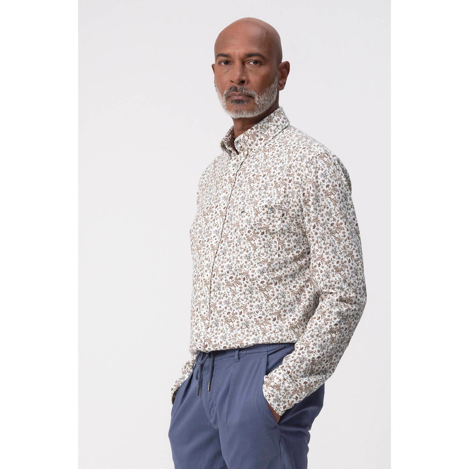 Campbell casual overhemd bruin