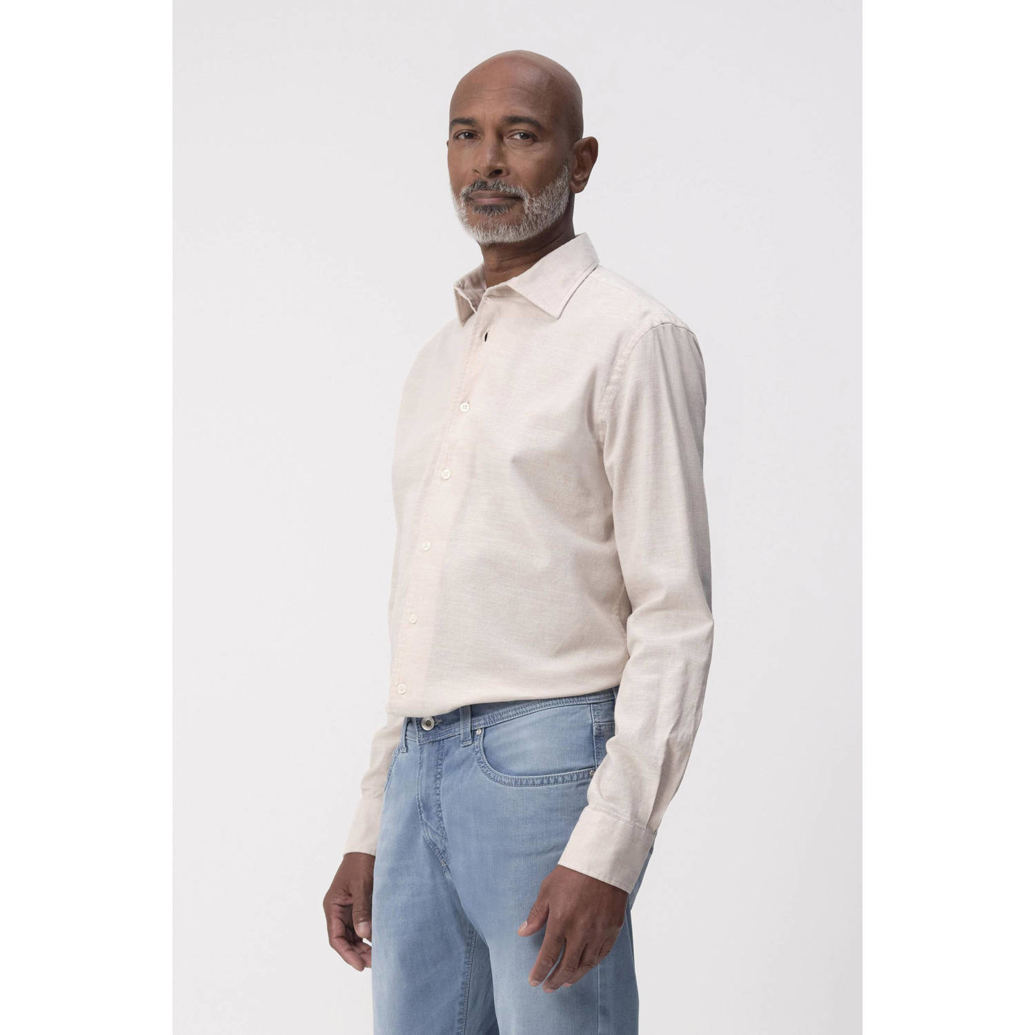 Campbell casual overhemd beige