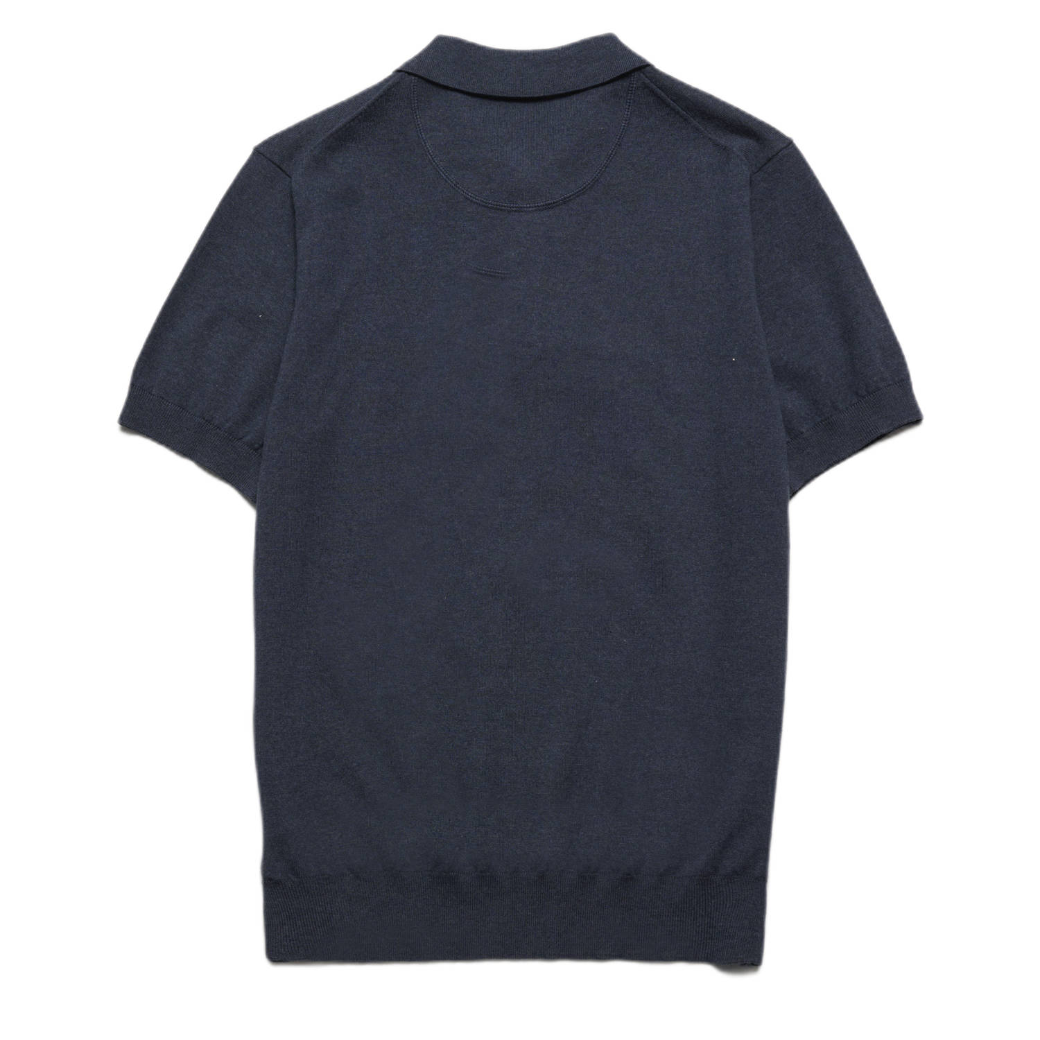 Campbell regular polo fijn gebreid donkerblauw