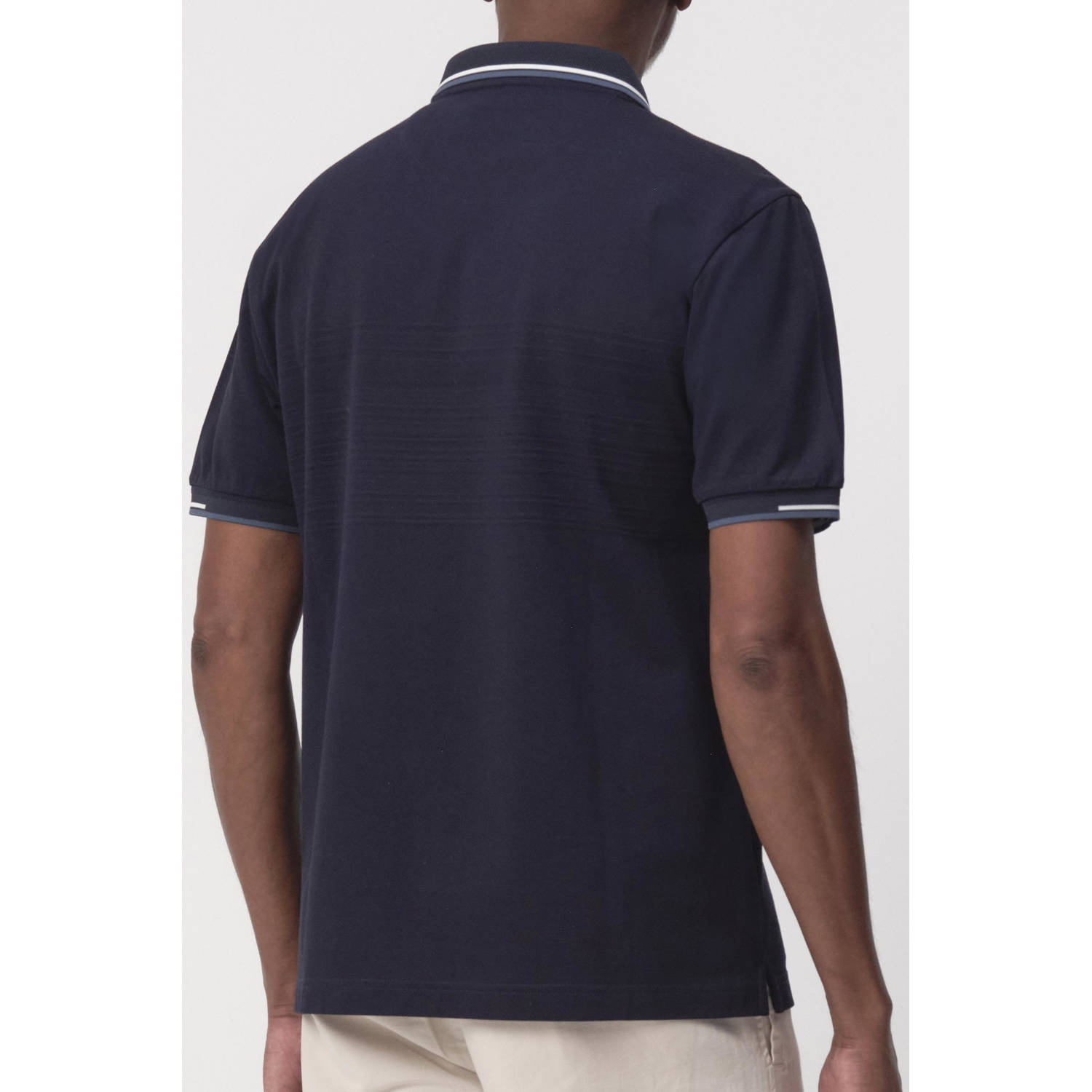 Campbell relaxed polo met ingebreid patroon donkerblauw