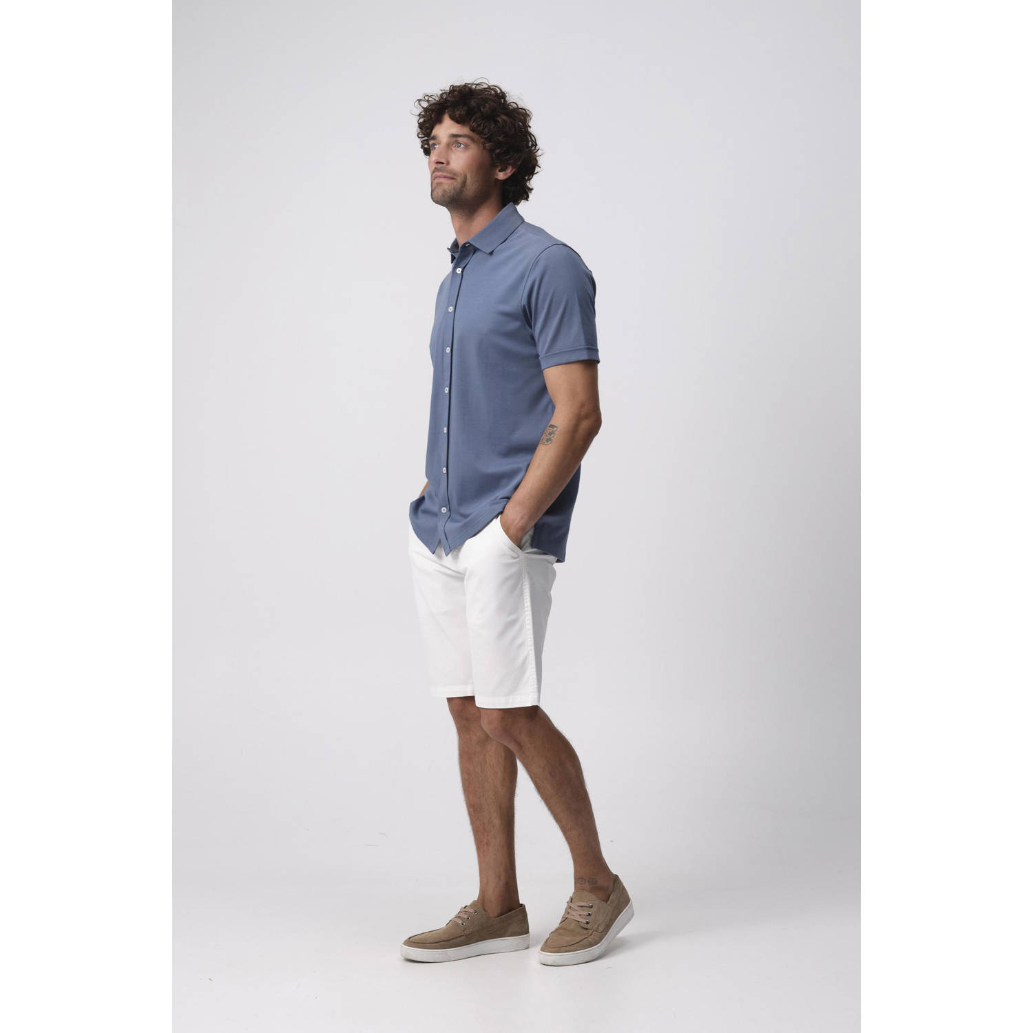 Campbell casual overhemd blauw