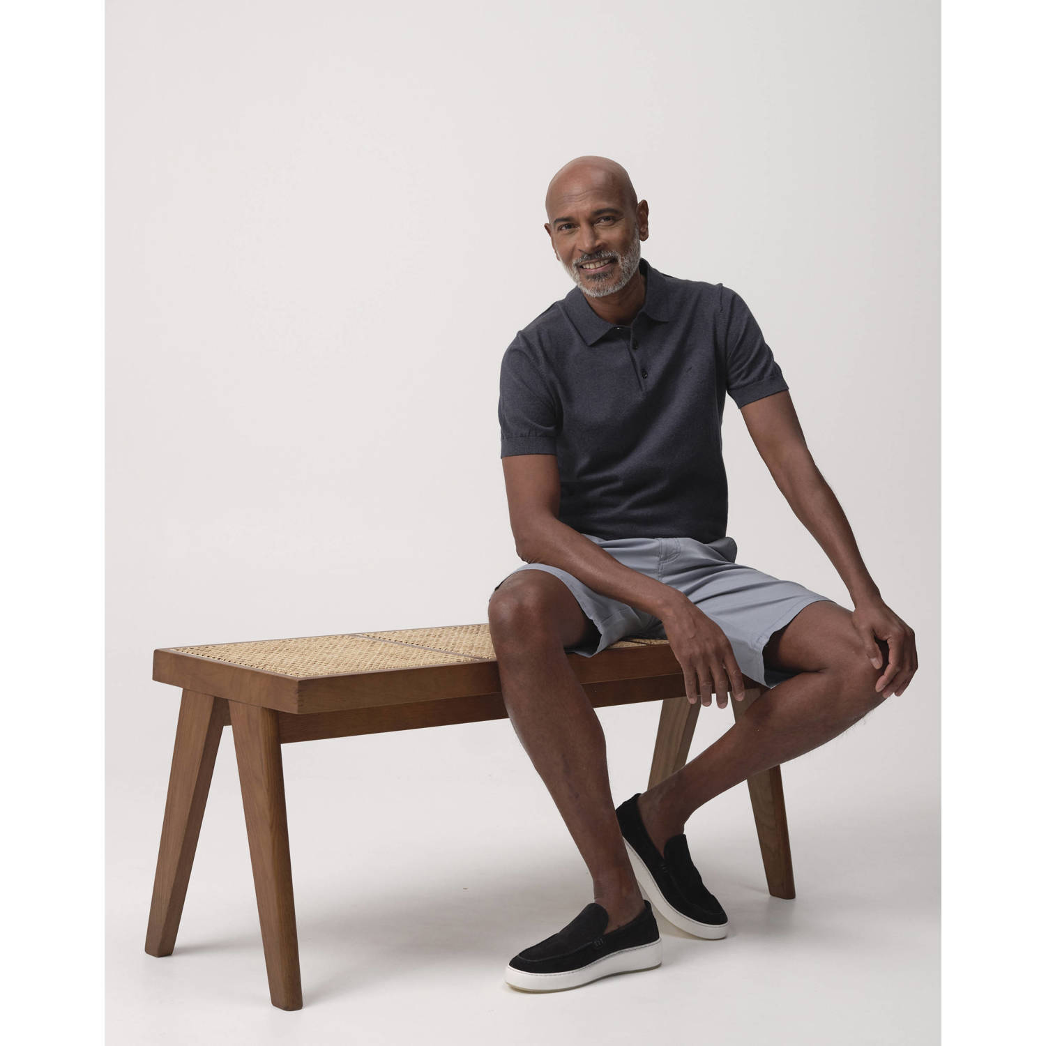 Campbell regular chino short grijsblauw