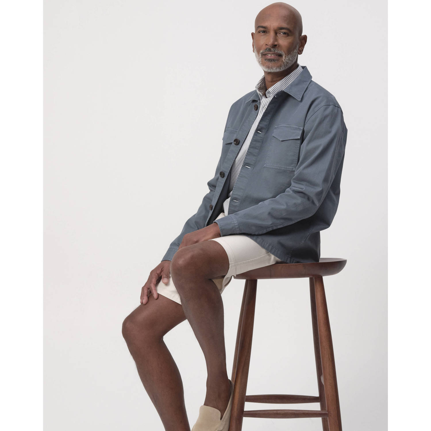Campbell regular overshirt grijsblauw