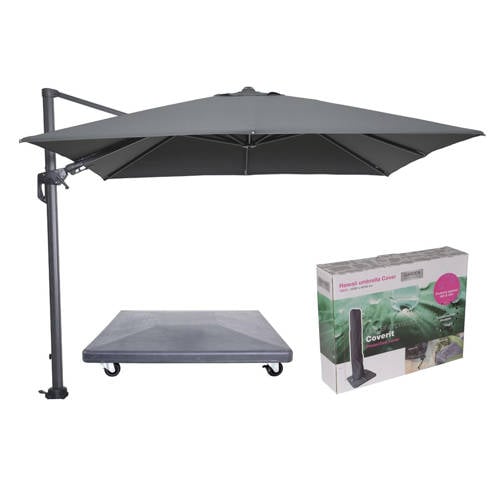 Garden Impressions Hawaii parasol - 3x3 m-incl. 90 kg parasolvoet en hoes afbeelding