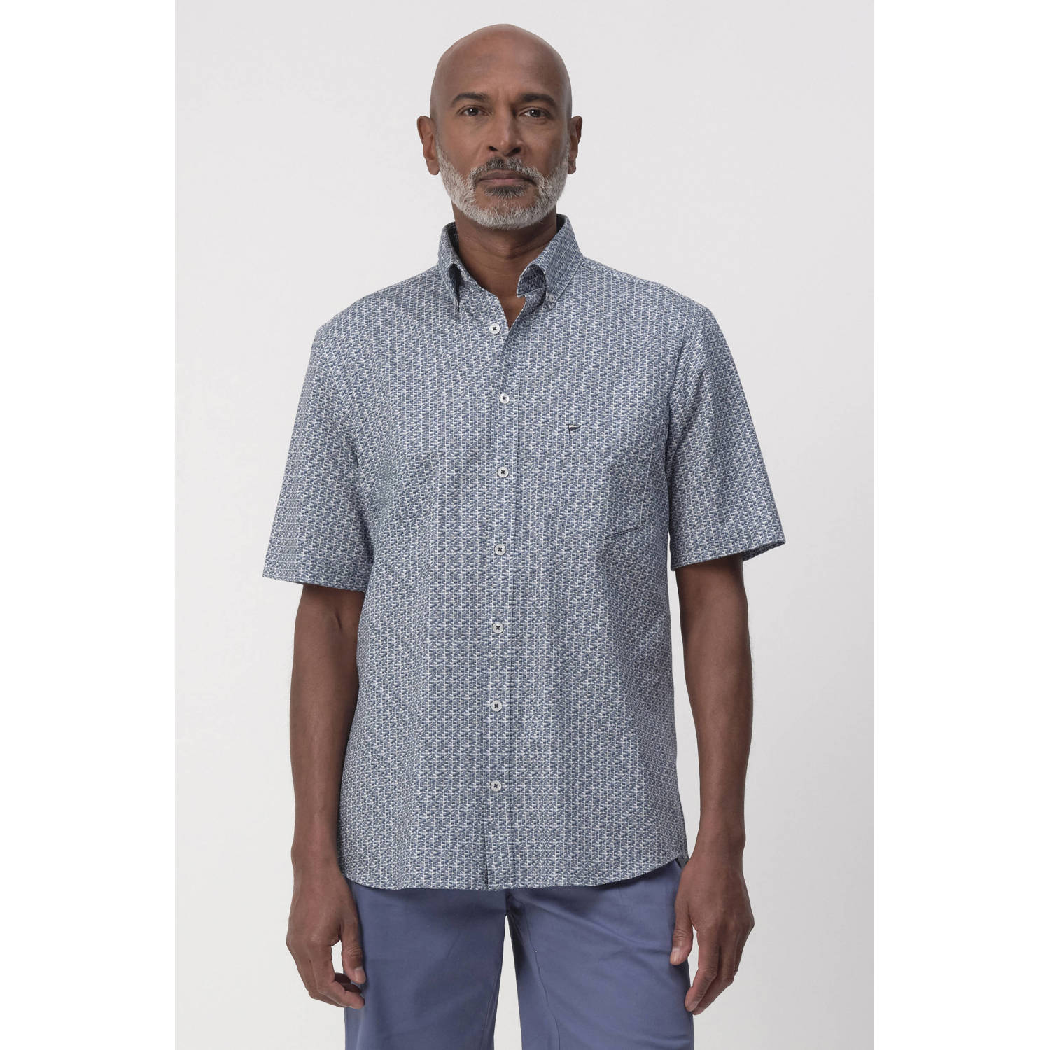 Campbell casual overhemd blauw