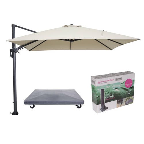 Wehkamp Garden Impressions Hawaii parasol - 3x3 m - incl. 90 kg parasolvoet en hoes aanbieding