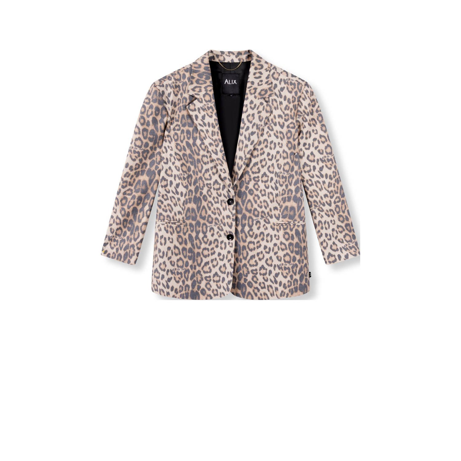 Alix the Label oversized blazer met panterprint bruin