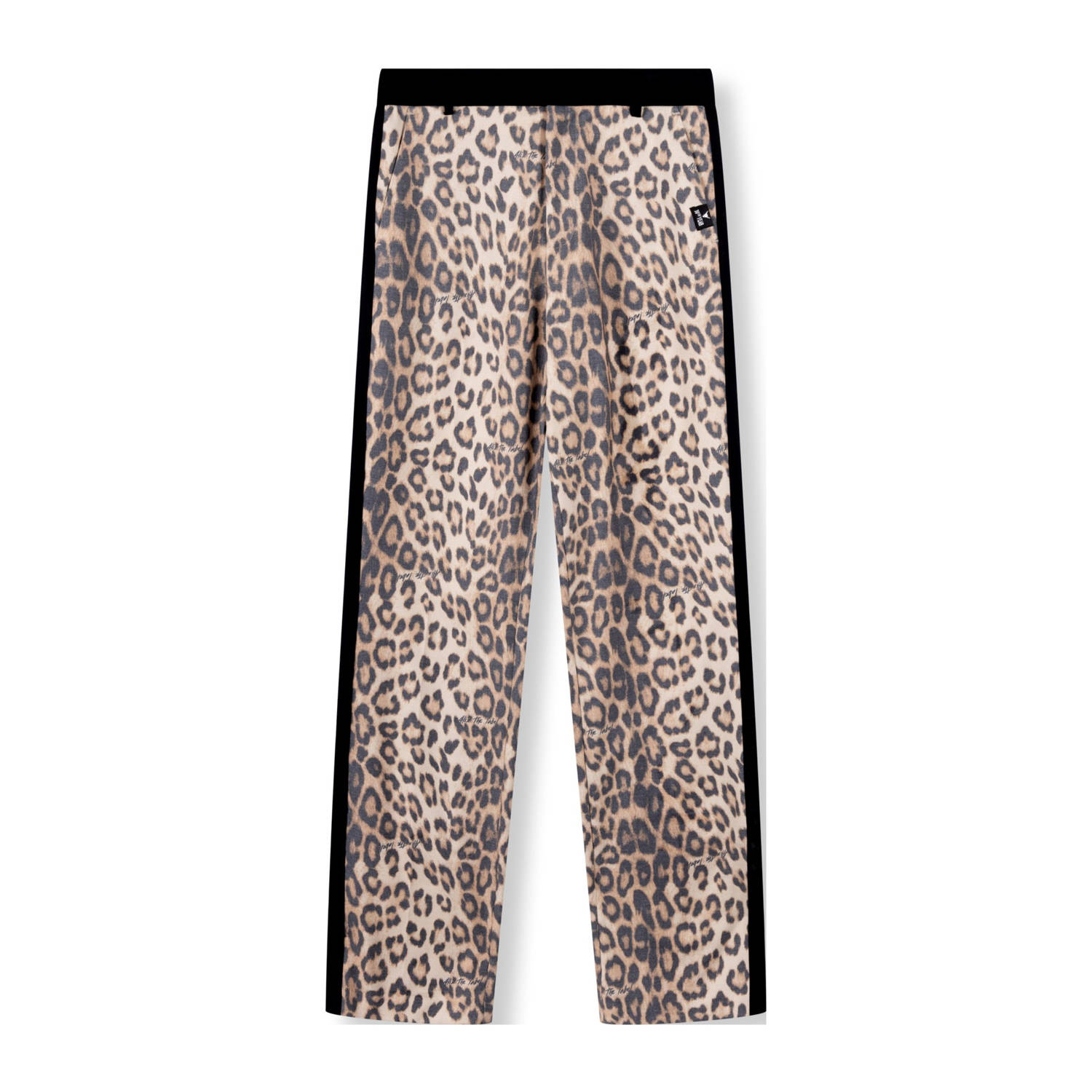 Alix the Label high waist straight fit broek met panterprint bruin