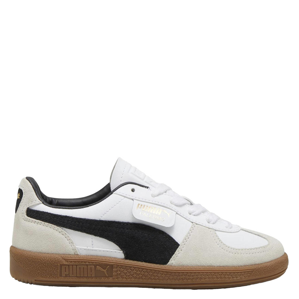 Wit en donkergrijze jongens en meisjes Puma Palermo Lth sneakers van leer/voering: mesh/voetbed: eva met veters