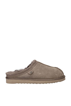 suède pantoffels taupe