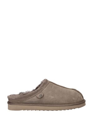 suède pantoffels taupe