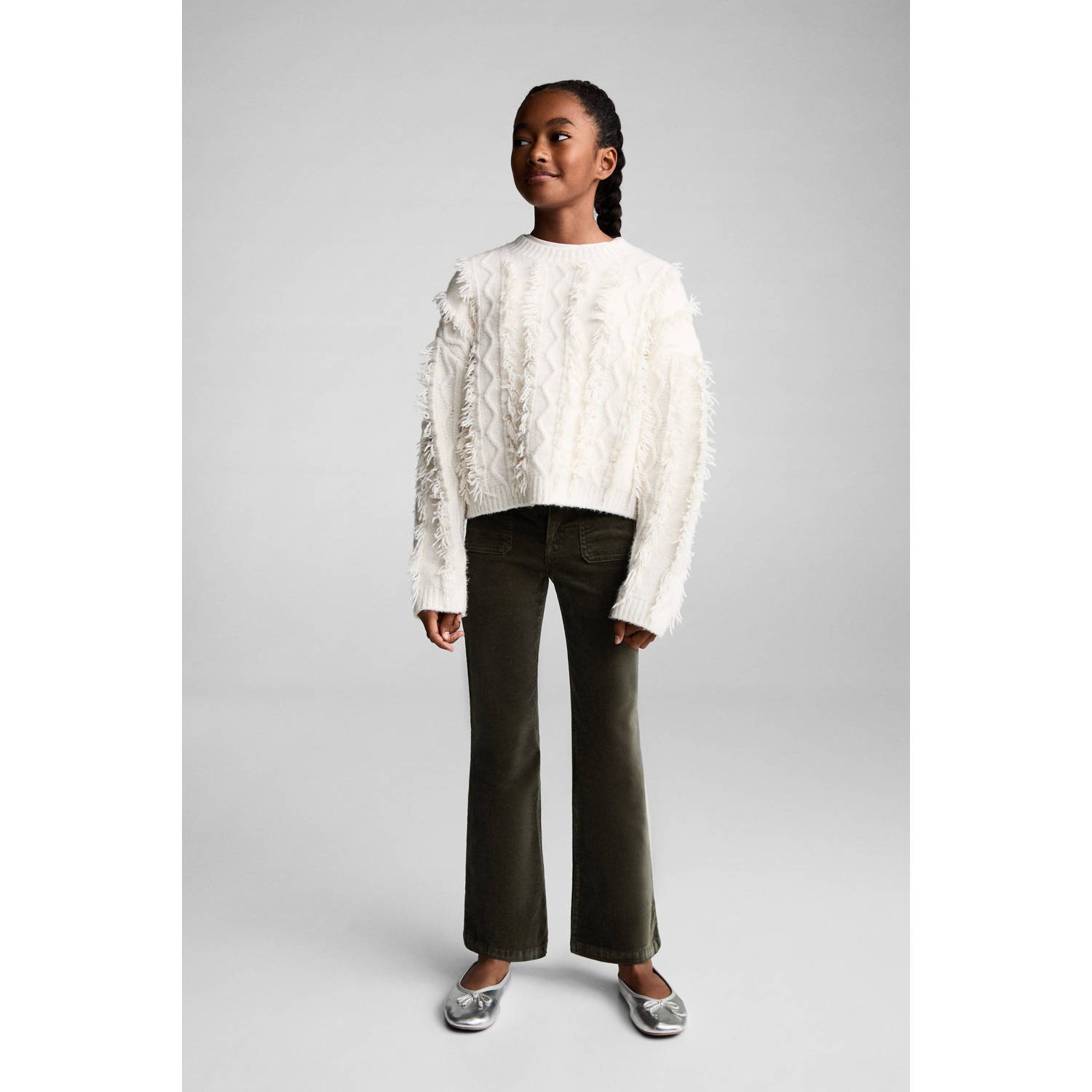 Mango Kids flared casual broek kaki
