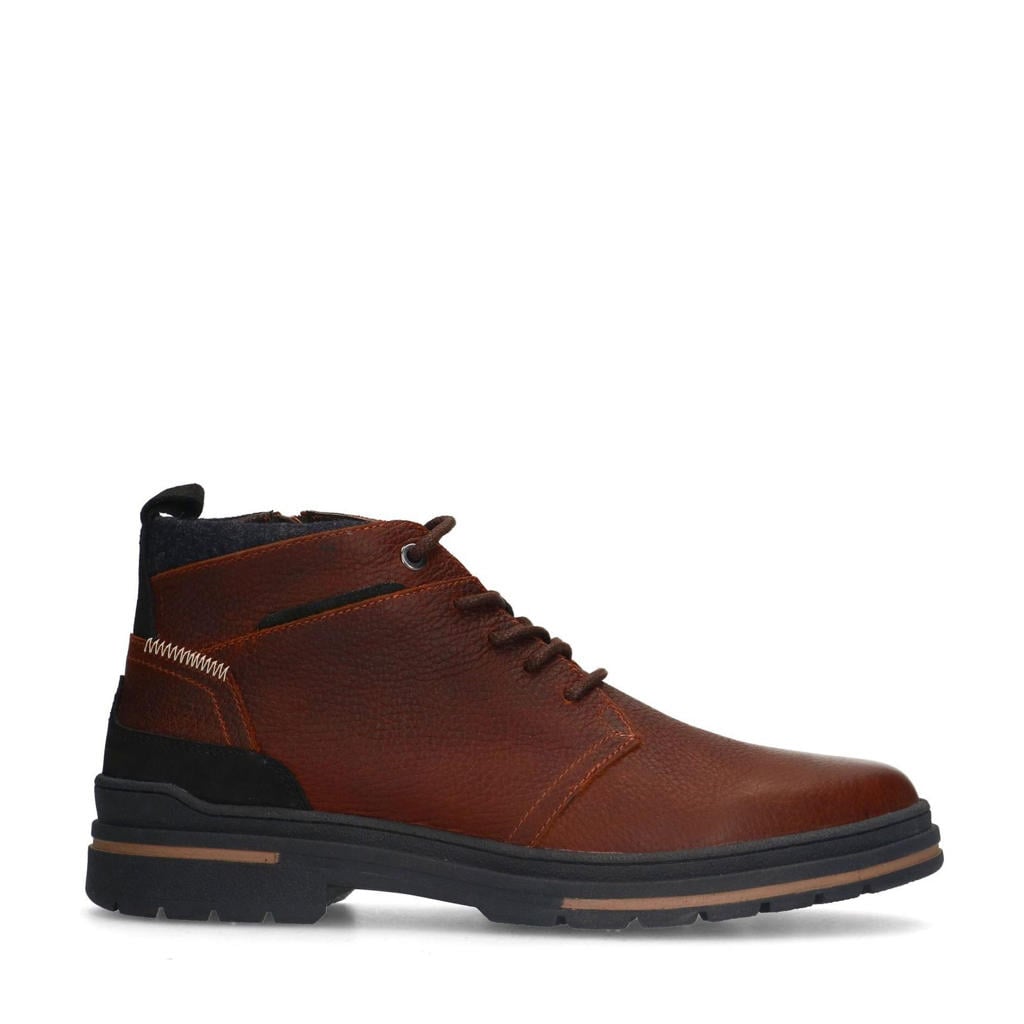 Cognackleurige heren Manfield leren veterschoenen