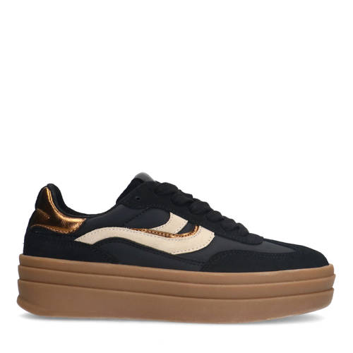 Manfield leren sneakers zwart afbeelding