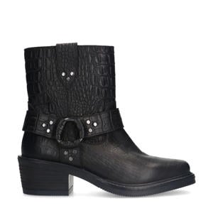 leren bikerboots zwart