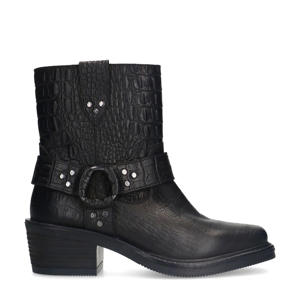 leren bikerboots zwart