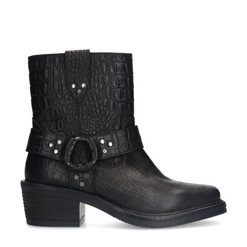 Sacha leren bikerboots zwart afbeelding