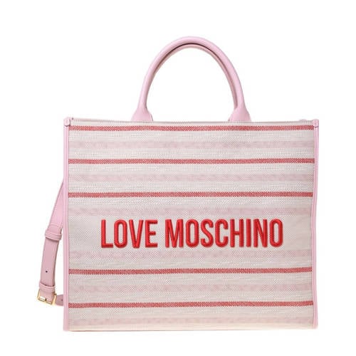 Love Moschino gestreepte shopper Flower roze afbeelding