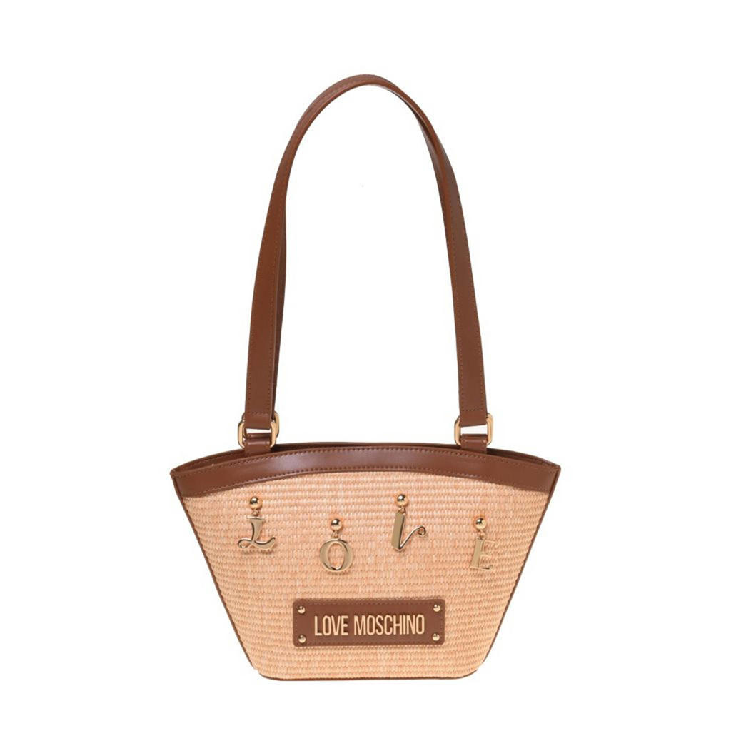 Love Moschino  raffia schoudertas Item Love naturel/cognac