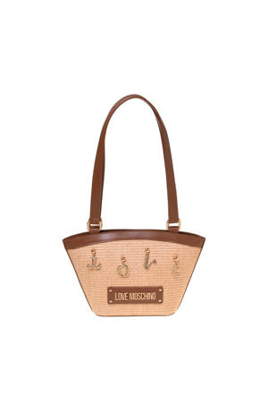  raffia schoudertas Item Love naturel/cognac
