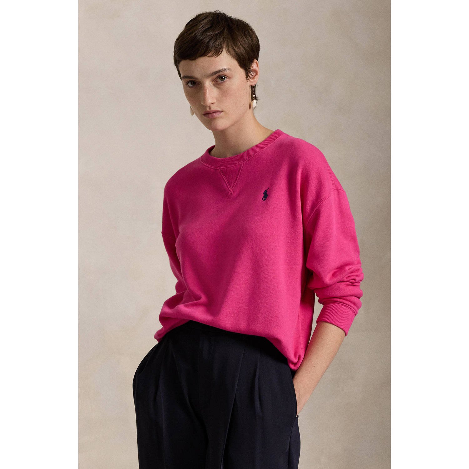Polo Ralph Lauren Fuchsia Katoenen Sweatshirt met Geborduurd Logo Pink Dames