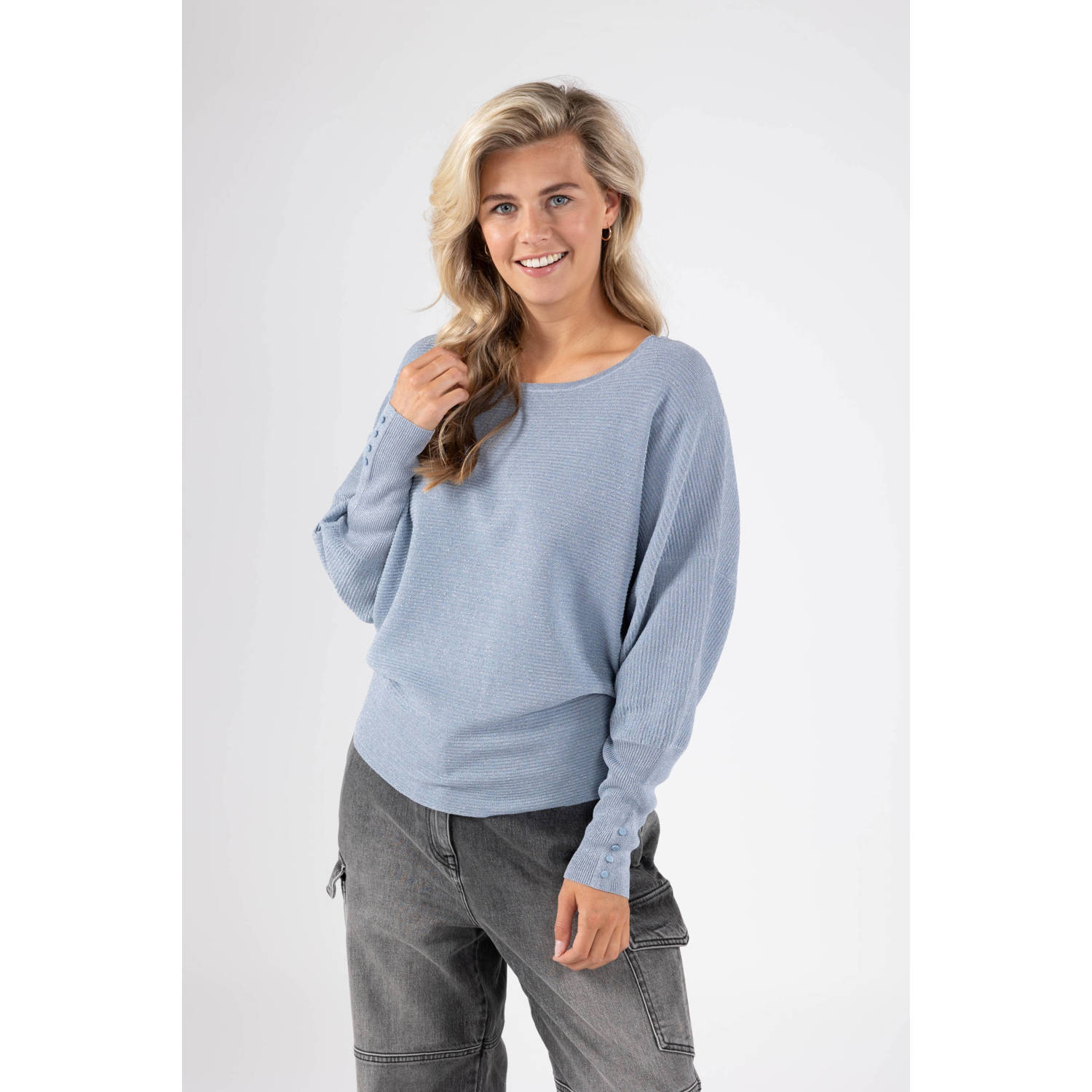 NUKUS Dames Truien & Vesten Batwing Pullover Lurex Blauw