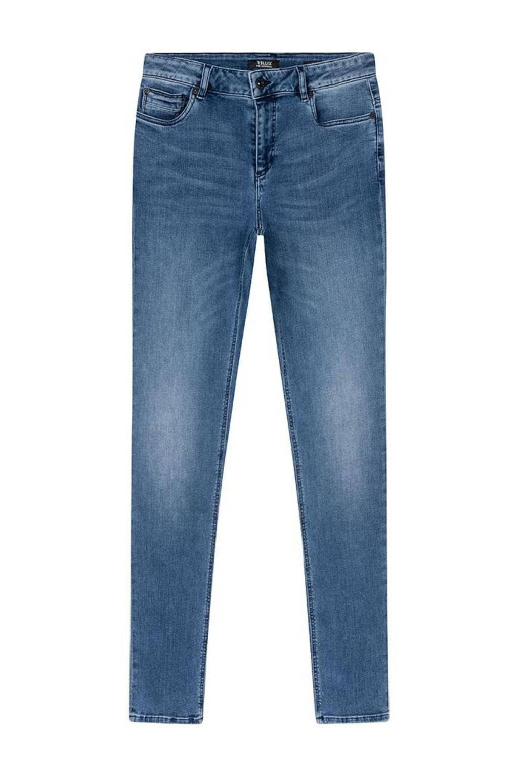 Medium blue denim jongens Rellix slim fit jeans used met regular waist en effen