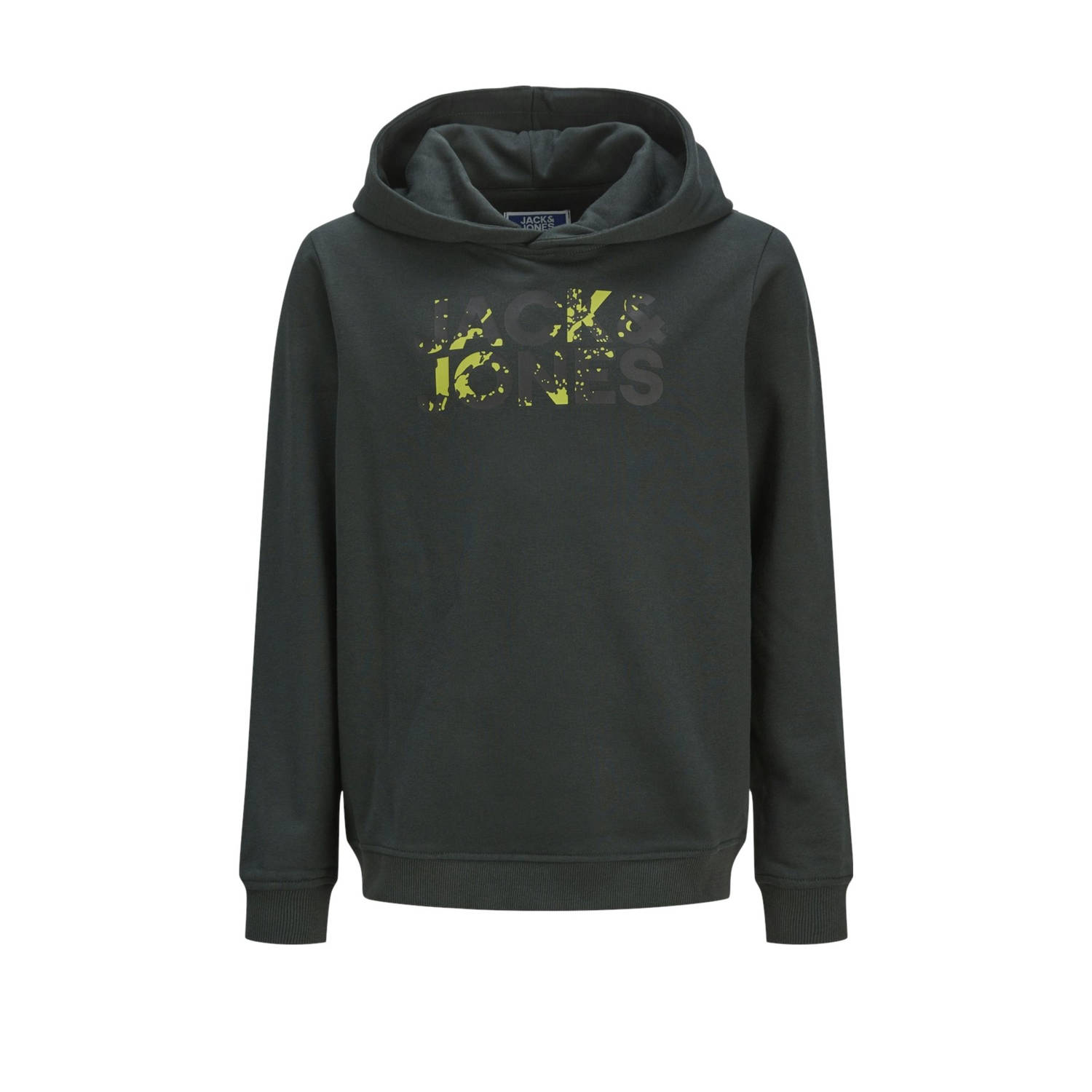 JACK & JONES JUNIOR hoodie JJSTYD CORP SPLASH met logo donkergroen