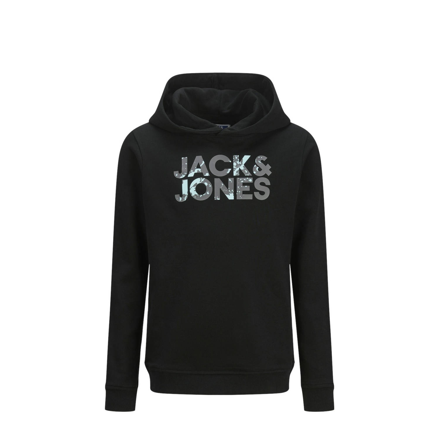 JACK & JONES JUNIOR hoodie JJSTYD CORP SPLASH met logo zwart
