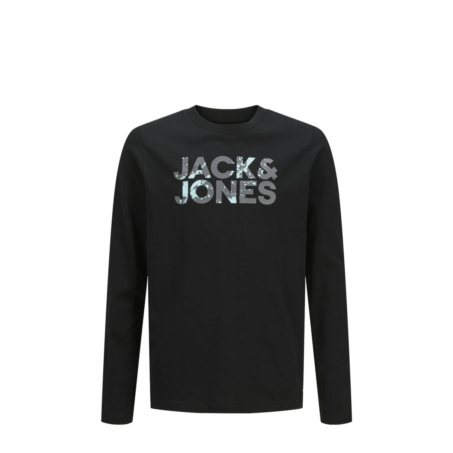 JACK & JONES JUNIOR longsleeve JJSTYD CORP SPLASH met logo zwart