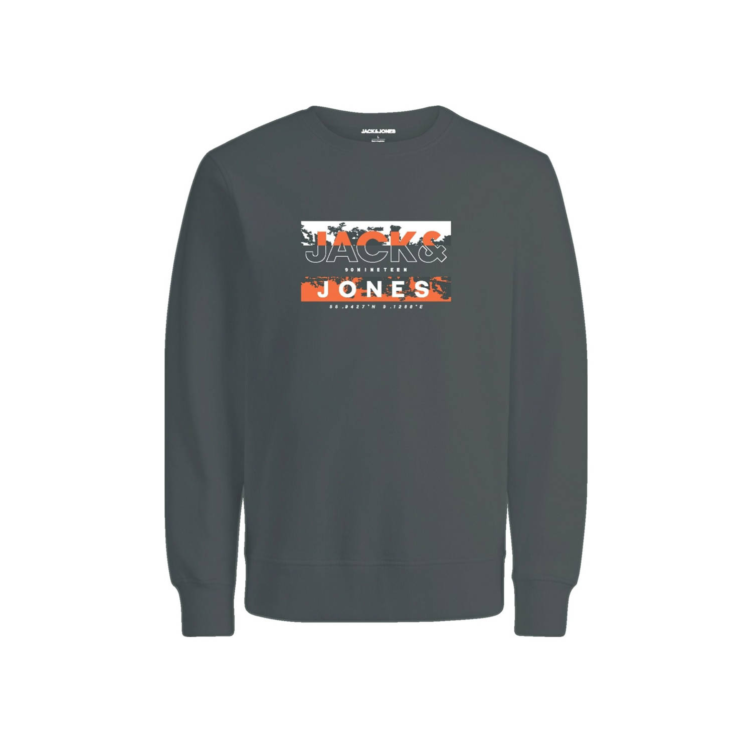 JACK & JONES JUNIOR sweater JCOKONTA met logo antraciet
